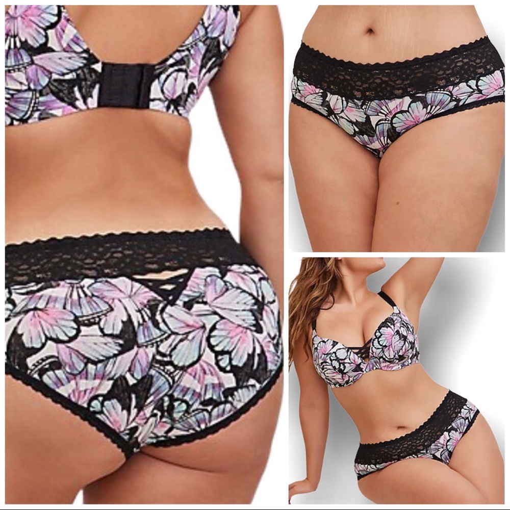NEW Torrid 2 Panties for $18 Second Skin Lace Trim Hipster Black Butterfly 4X